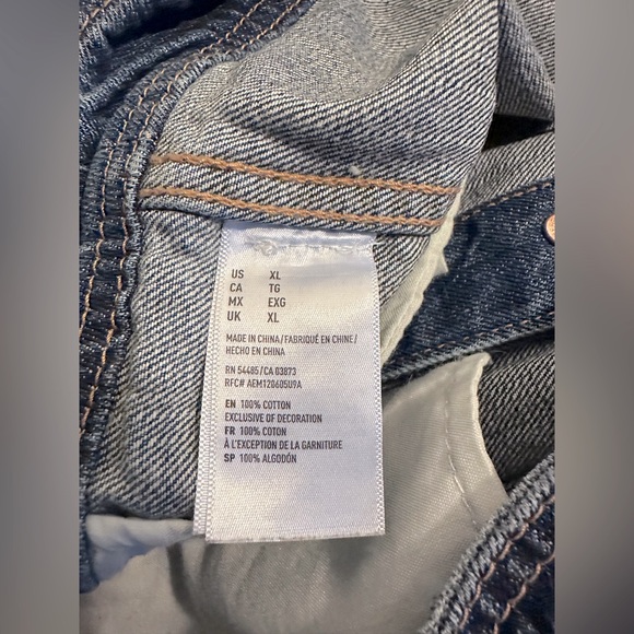 American Eagle Vintage Retro 90s Y2K look Boho Distressed Cropped Denim Vest XL - Picture 5 of 5